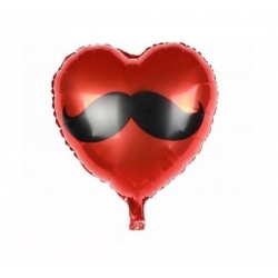 Balon foliowy serce walentynki wąsy hel dekoracja